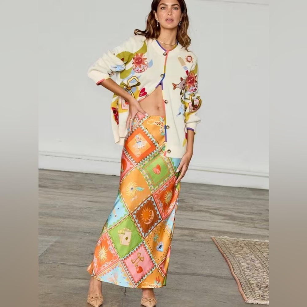 Never Fully Dressed Orange Patchwork Maxi Skirt - Picture 8 of 11